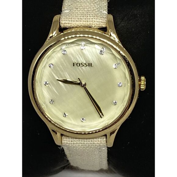 Fossil Laney BQ3391 Women's Cream Leather Analog Dial Quartz Wrist Watch XR639 - Picture 2 of 12